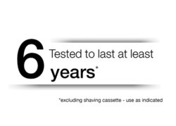 Tested to last at least 6 years*  *excluding shaving cassette-use as directed.